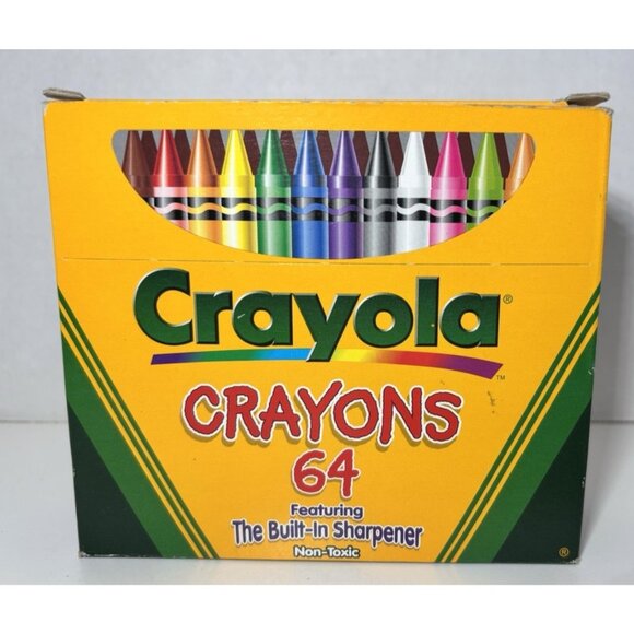 Vintage No. # 64 CRAYOLA CRAYONS Set w/ Built In Sharpener - Binney & Smith 1999 - Picture 1 of 6